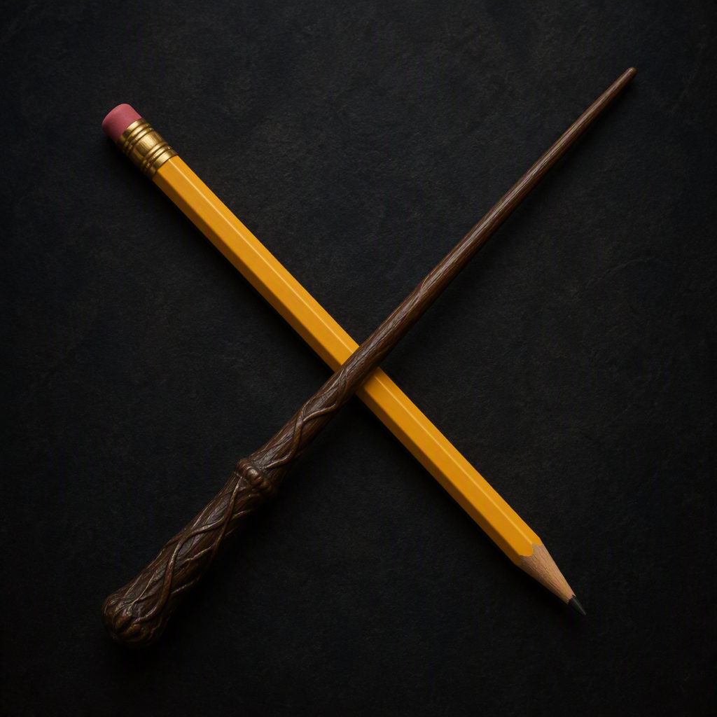 wand and pencil crossing