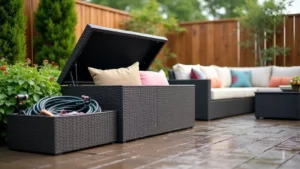 storage boxes on deck